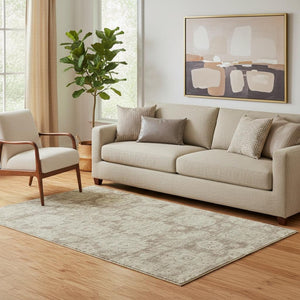HomeRoots 5' X 8' Washable Coffee & Beige Floral Area Rug with UV Protection - Perfect for Homes with Kids & Pets 653208