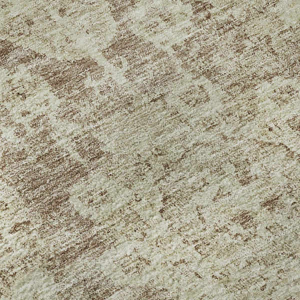 HomeRoots 8' Washable Round Area Rug in Coffee & Beige Floral Design – UV Protected, Stain Resistant & Durable 653209