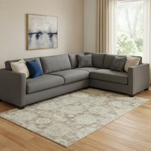 HomeRoots 9' X 12' Floral Area Rug in Coffee & Beige - Washable, UV-Protected, Durable for Homes with Kids & Pets 653211