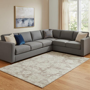 HomeRoots 10' X 14' Coffee and Beige Floral Area Rug - Durable, Stain Resistant, UV Protected for Everyday Use 653212