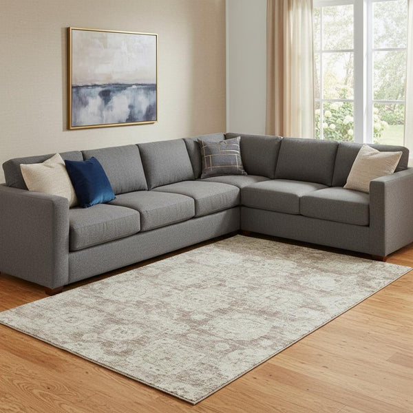 HomeRoots 10' X 14' Coffee and Beige Floral Area Rug - Durable, Stain Resistant, UV Protected for Everyday Use 653212