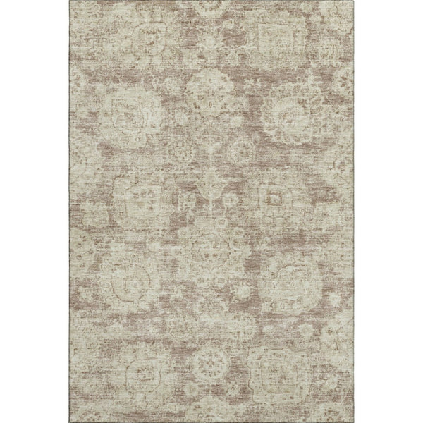 HomeRoots 10' X 14' Coffee and Beige Floral Area Rug - Durable, Stain Resistant, UV Protected for Everyday Use 653212