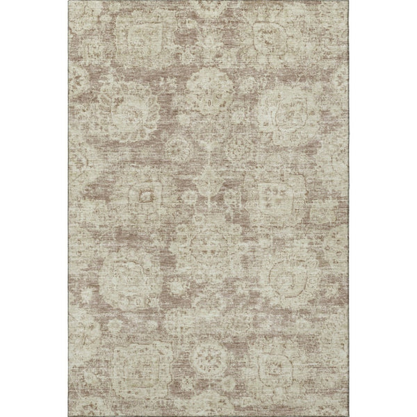 HomeRoots 10' X 14' Coffee and Beige Floral Area Rug - Durable, Stain Resistant, UV Protected for Everyday Use 653212