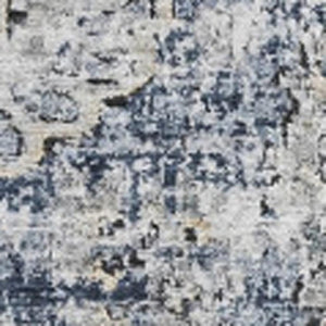 HomeRoots 8' X 10' Navy Blue Floral Area Rug - Elegant, Washable, UV Resistant & Durable for Busy Homes 653216