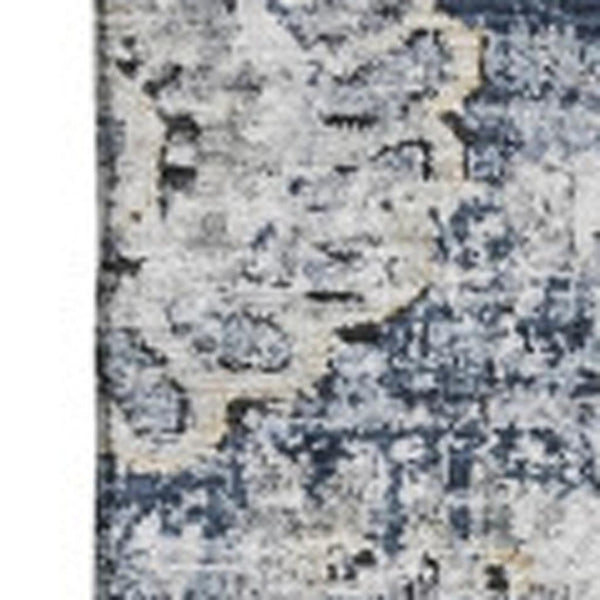 HomeRoots 9' X 12' Navy Blue Floral Area Rug – Washable, UV Protected, Stylish, and Durable for Busy Homes! 653217