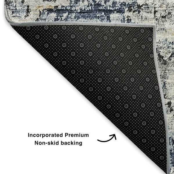 HomeRoots 10' X 14' Navy Blue Floral Area Rug - Washable, UV Protected & Stain-Resistant for Family Homes 653218