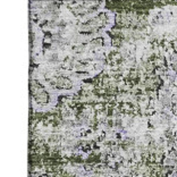 HomeRoots 5' X 8' Elegant Floral Area Rug in Olive Green, Purple & Ivory - Washable, UV-Protected & Durable 653220
