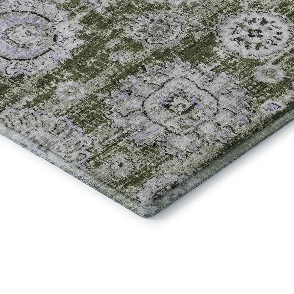 HomeRoots 9' X 12' Washable Floral Area Rug in Olive Green, Purple & Ivory - UV Protected for High-Traffic Spaces 653223