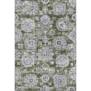 HomeRoots 10' Olive Green Purple Ivory Floral Area Rug – Washable, UV-Protected, Durable Design for High-Traffic Areas 653224