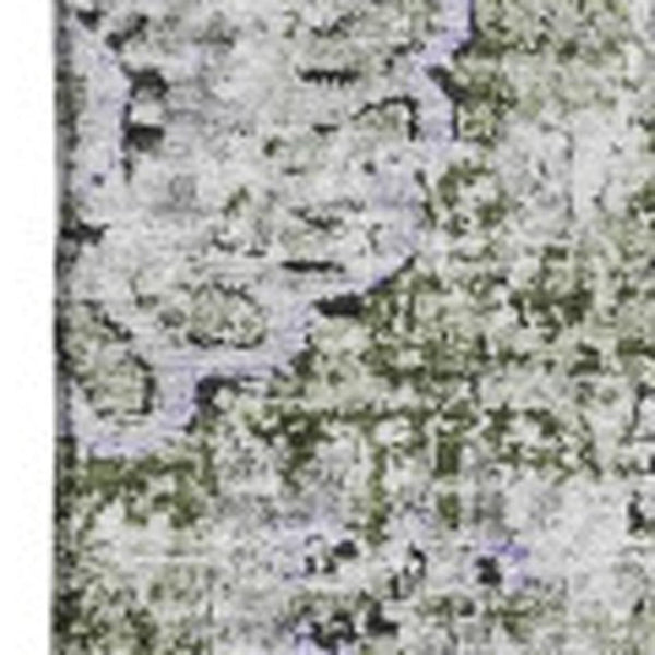 HomeRoots 10' Olive Green Purple Ivory Floral Area Rug – Washable, UV-Protected, Durable Design for High-Traffic Areas 653224