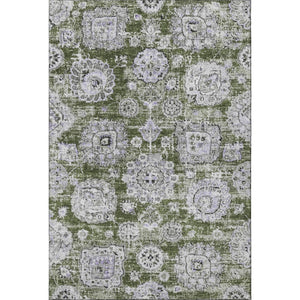 HomeRoots 10' Olive Green Purple Ivory Floral Area Rug – Washable, UV-Protected, Durable Design for High-Traffic Areas 653224