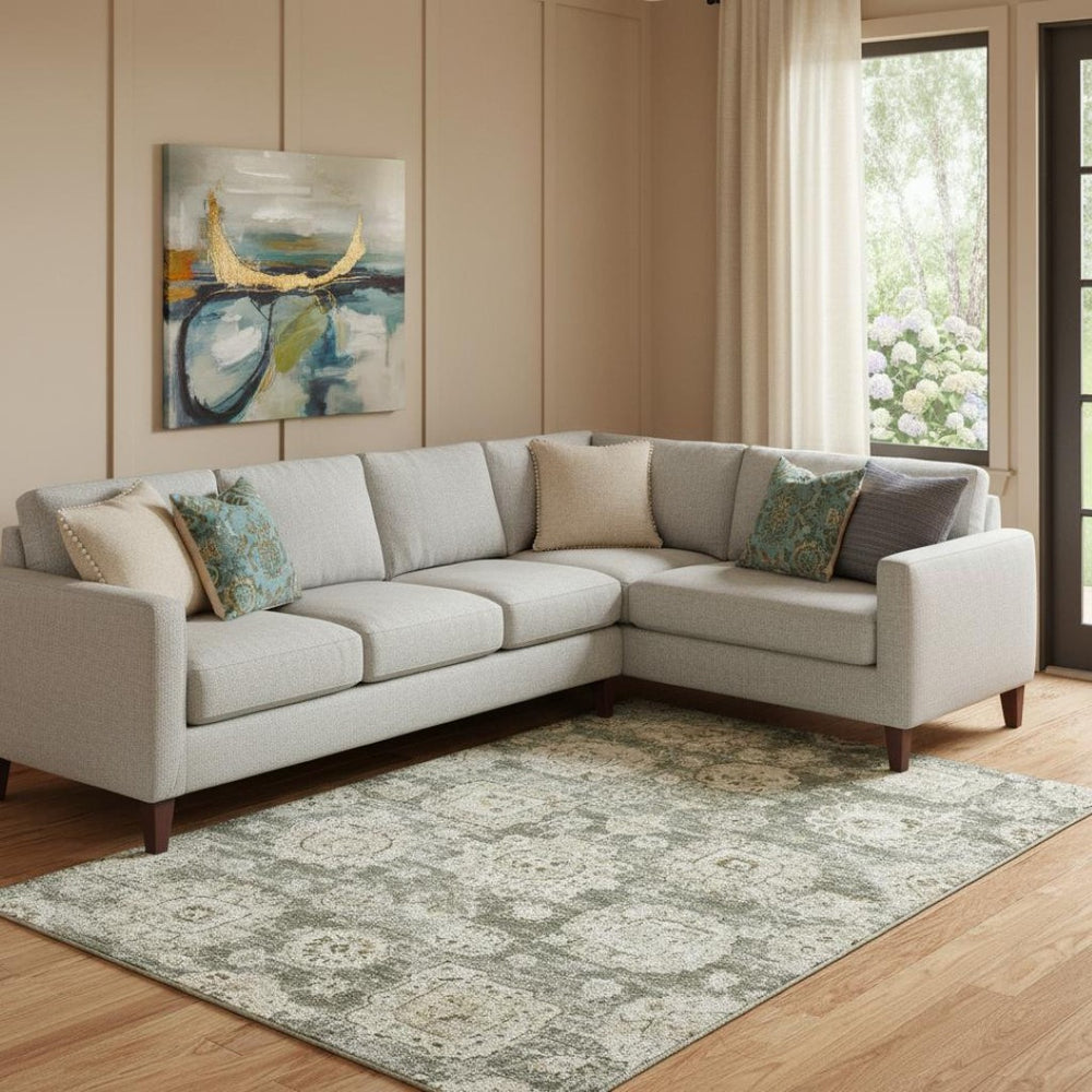 HomeRoots 8' X 10' Taupe and Beige Floral Area Rug - Washable, UV Protected, Family-Friendly & Elegant Design 653234