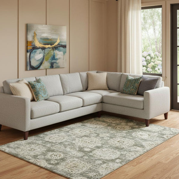 HomeRoots 8' X 10' Taupe and Beige Floral Area Rug - Washable, UV Protected, Family-Friendly & Elegant Design 653234