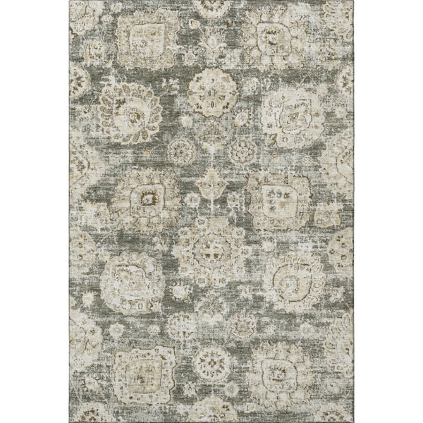 HomeRoots 8' X 10' Taupe and Beige Floral Area Rug - Washable, UV Protected, Family-Friendly & Elegant Design 653234