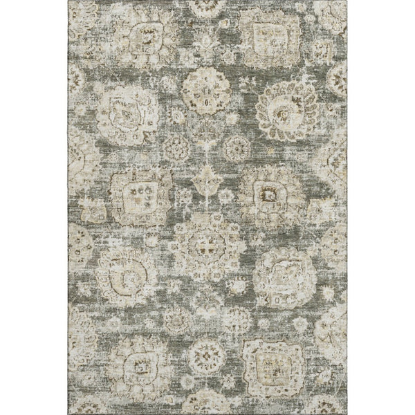 HomeRoots 9' X 12' Floral Area Rug in Taupe & Beige - Washable, UV Protected, Stain Resistant, Durable Design 653235