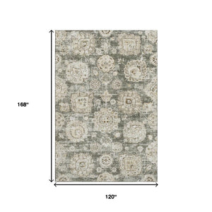 HomeRoots 10' Taupe & Beige Floral Area Rug - Washable, UV Protected, Stain Resistant for Modern Living Spaces 653236