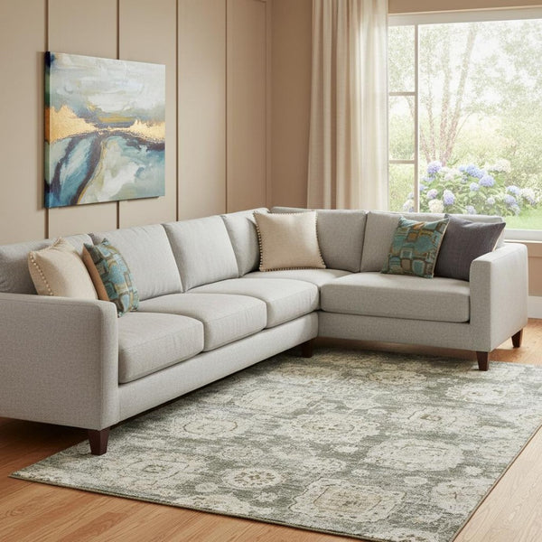 HomeRoots 10' Taupe & Beige Floral Area Rug - Washable, UV Protected, Stain Resistant for Modern Living Spaces 653236