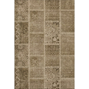 HomeRoots 8' X 10' Brown and Beige Patchwork Area Rug - Washable, UV Protected, Perfect for High-Traffic Homes! 653240