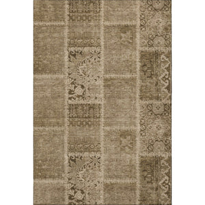 HomeRoots 8' X 10' Brown and Beige Patchwork Area Rug - Washable, UV Protected, Perfect for High-Traffic Homes! 653240
