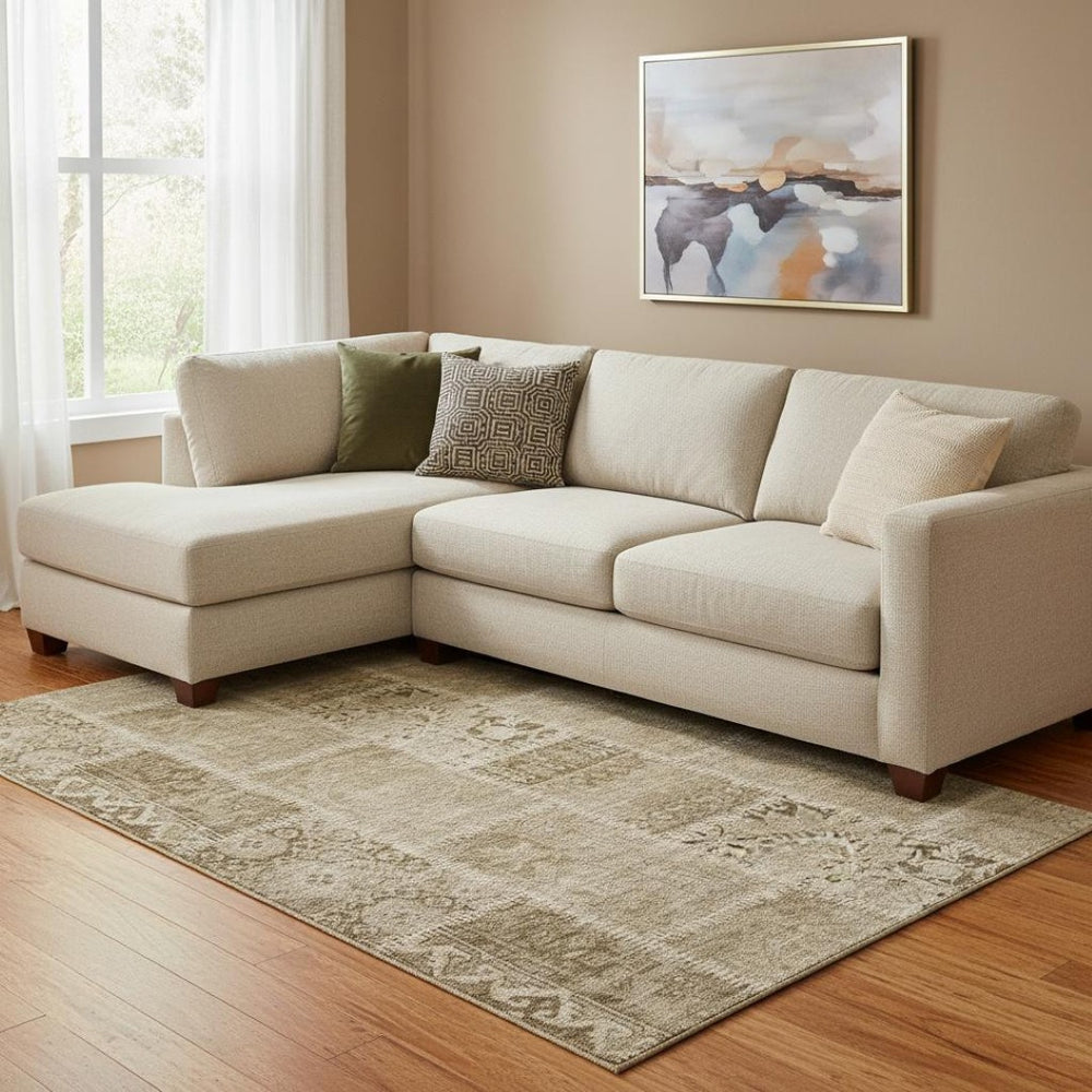 HomeRoots 9' X 12' Brown and Beige Washable Area Rug with UV Protection - Durable, Stylish, and Easy Care! 653241
