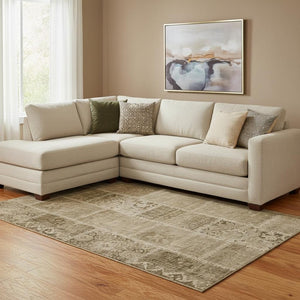 HomeRoots 10' Brown & Beige Patchwork Area Rug - Washable, UV-Protected, Durable for Homes with Kids & Pets 653242