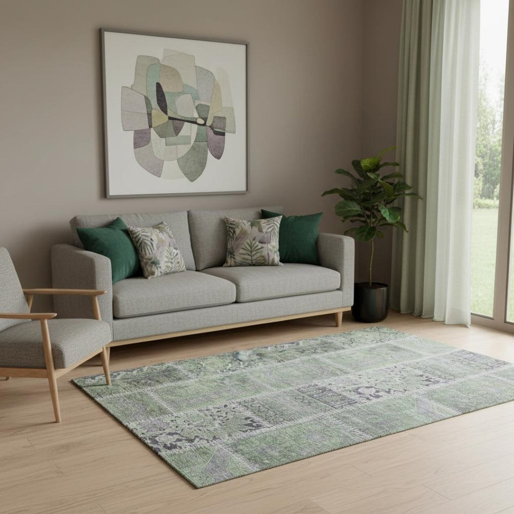 HomeRoots 5' X 8' Colorful Green and Purple Washable Area Rug with UV Protection for Stylish Living Spaces 653244