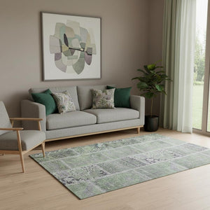HomeRoots 5' X 8' Colorful Green and Purple Washable Area Rug with UV Protection for Stylish Living Spaces 653244