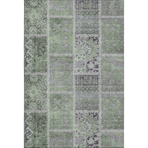 HomeRoots 8' X 10' Vibrant Green and Purple Patchwork Area Rug - Washable, Stain Resistant & UV Protected! 653246