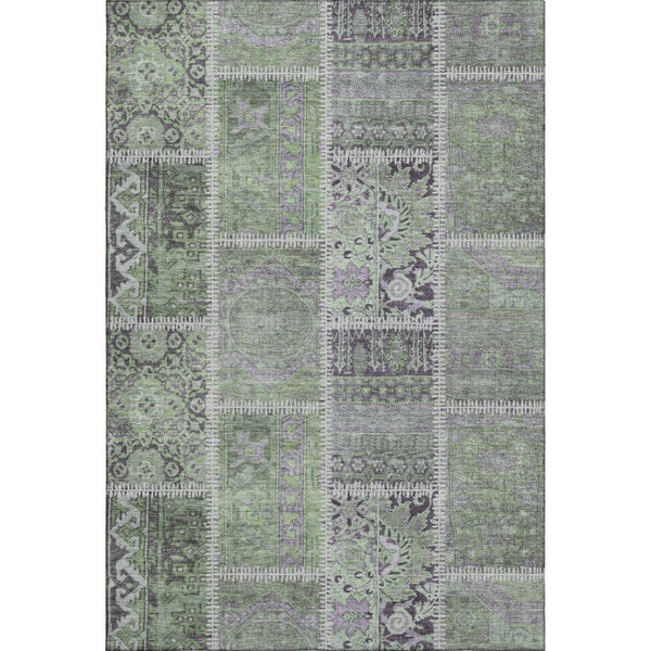 HomeRoots 8' X 10' Vibrant Green and Purple Patchwork Area Rug - Washable, Stain Resistant & UV Protected! 653246