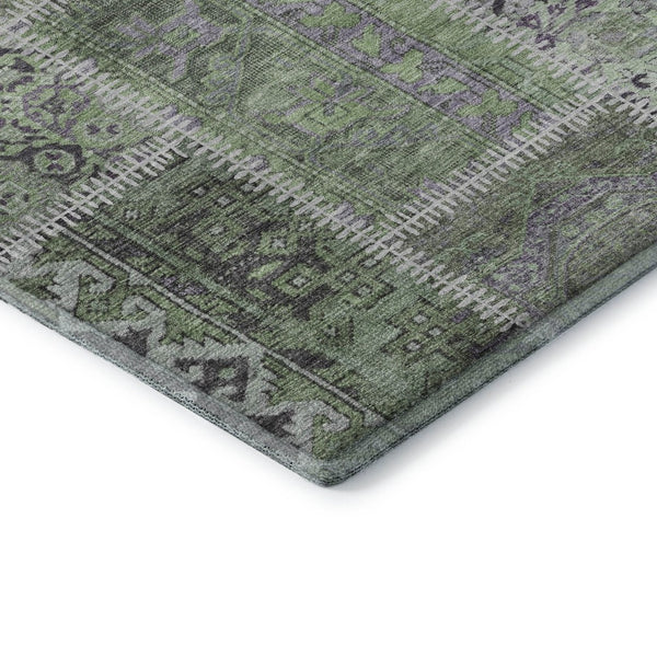HomeRoots 8' X 10' Vibrant Green and Purple Patchwork Area Rug - Washable, Stain Resistant & UV Protected! 653246