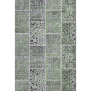 HomeRoots 9' X 12' Colorful Green & Purple Patchwork Area Rug - Washable, UV-Protected, Stain-Resistant Comfort 653247