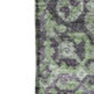 HomeRoots 10' Green and Purple Patchwork Washable Area Rug - UV Protected, Stain Resistant for High Traffic Areas 653248
