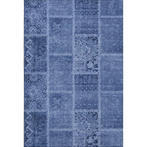 HomeRoots 8' X 10' Navy Blue & Ivory Washable Area Rug with UV Protection - Durable, Stylish, Easy Care Decor 653252