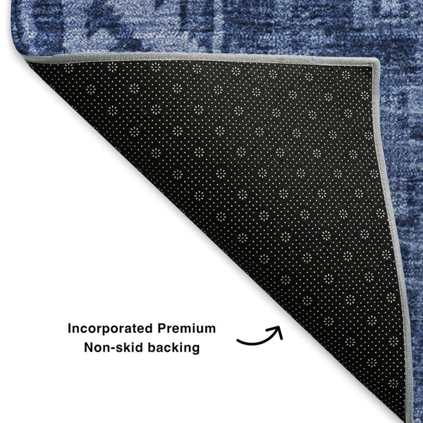 HomeRoots 8' X 10' Navy Blue & Ivory Washable Area Rug with UV Protection - Durable, Stylish, Easy Care Decor 653252
