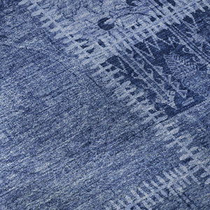 HomeRoots 9' X 12' Navy Blue & Ivory Washable Area Rug - Stain Resistant, UV Protected, Ideal for Busy Homes 653253