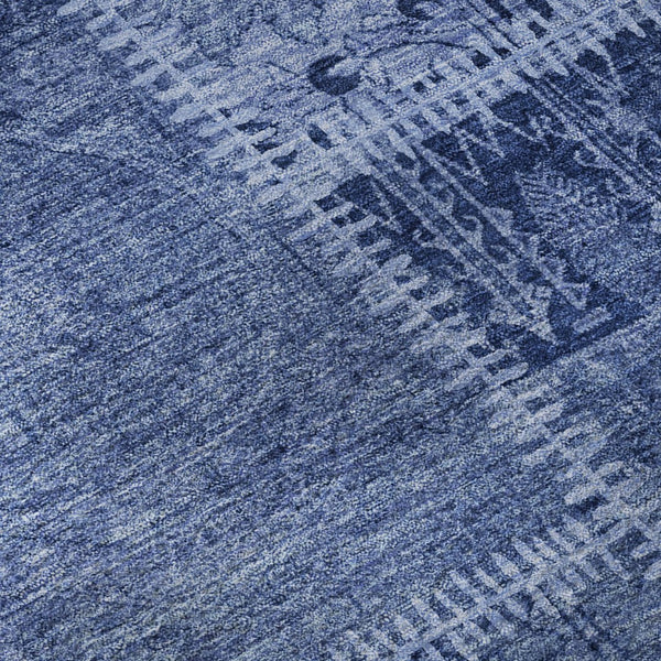 HomeRoots 9' X 12' Navy Blue & Ivory Washable Area Rug - Stain Resistant, UV Protected, Ideal for Busy Homes 653253