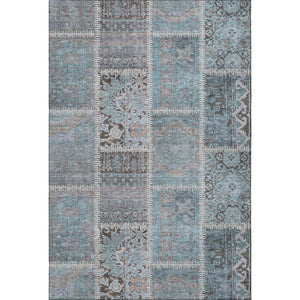 HomeRoots 10' Teal and Beige Patchwork Area Rug - Washable, UV-Protected, Durable for High-Traffic Spaces 653260