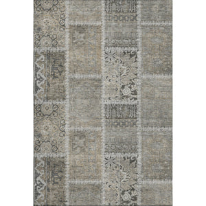 HomeRoots 5' X 8' Washable Taupe and Ivory Patchwork Area Rug with UV Protection and Stain Resistance Features 653262