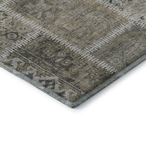HomeRoots 5' X 8' Washable Taupe and Ivory Patchwork Area Rug with UV Protection and Stain Resistance Features 653262