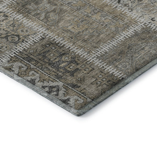 HomeRoots 5' X 8' Washable Taupe and Ivory Patchwork Area Rug with UV Protection and Stain Resistance Features 653262