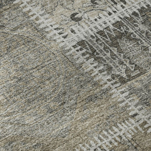 HomeRoots 5' X 8' Washable Taupe and Ivory Patchwork Area Rug with UV Protection and Stain Resistance Features 653262