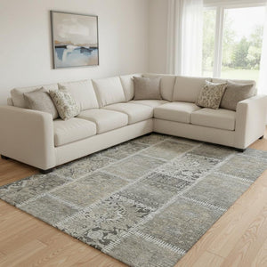 HomeRoots 9' X 12' Taupe and Ivory Washable Area Rug with UV Protection - Durable, Cozy, Perfect for Busy Homes 653265