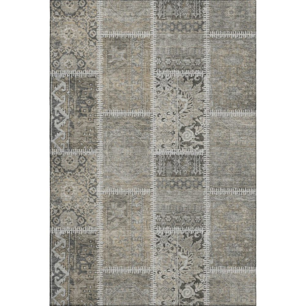 HomeRoots 9' X 12' Taupe and Ivory Washable Area Rug with UV Protection - Durable, Cozy, Perfect for Busy Homes 653265