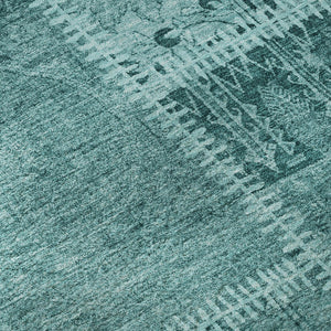 HomeRoots 8' X 10' Turquoise And Aqua Patchwork Area Rug - Stain Resistant, UV Protected, Easy Care Design 653270