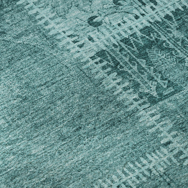HomeRoots 8' X 10' Turquoise And Aqua Patchwork Area Rug - Stain Resistant, UV Protected, Easy Care Design 653270