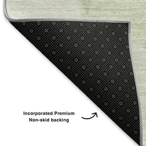 HomeRoots 5' Artichoke Green & Ivory Geometric Area Rug – Washable, UV-Protected, Durable for High-Traffic Spaces 653274