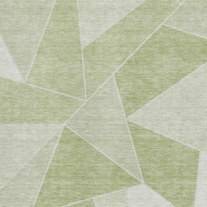 HomeRoots 5' Artichoke Green & Ivory Geometric Area Rug – Washable, UV-Protected, Durable for High-Traffic Spaces 653274