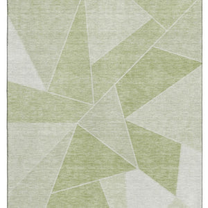 HomeRoots 5' Artichoke Green & Ivory Geometric Area Rug – Washable, UV-Protected, Durable for High-Traffic Spaces 653274