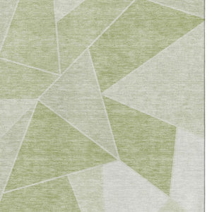 HomeRoots 8' X 10' Stylish Geometric Artichoke Green Area Rug - Washable, UV-Protected & Family-Friendly Design 653276
