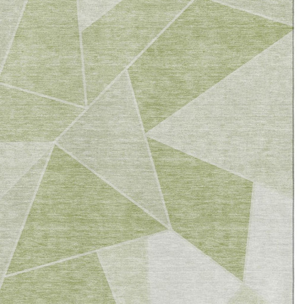 HomeRoots 8' X 10' Stylish Geometric Artichoke Green Area Rug - Washable, UV-Protected & Family-Friendly Design 653276